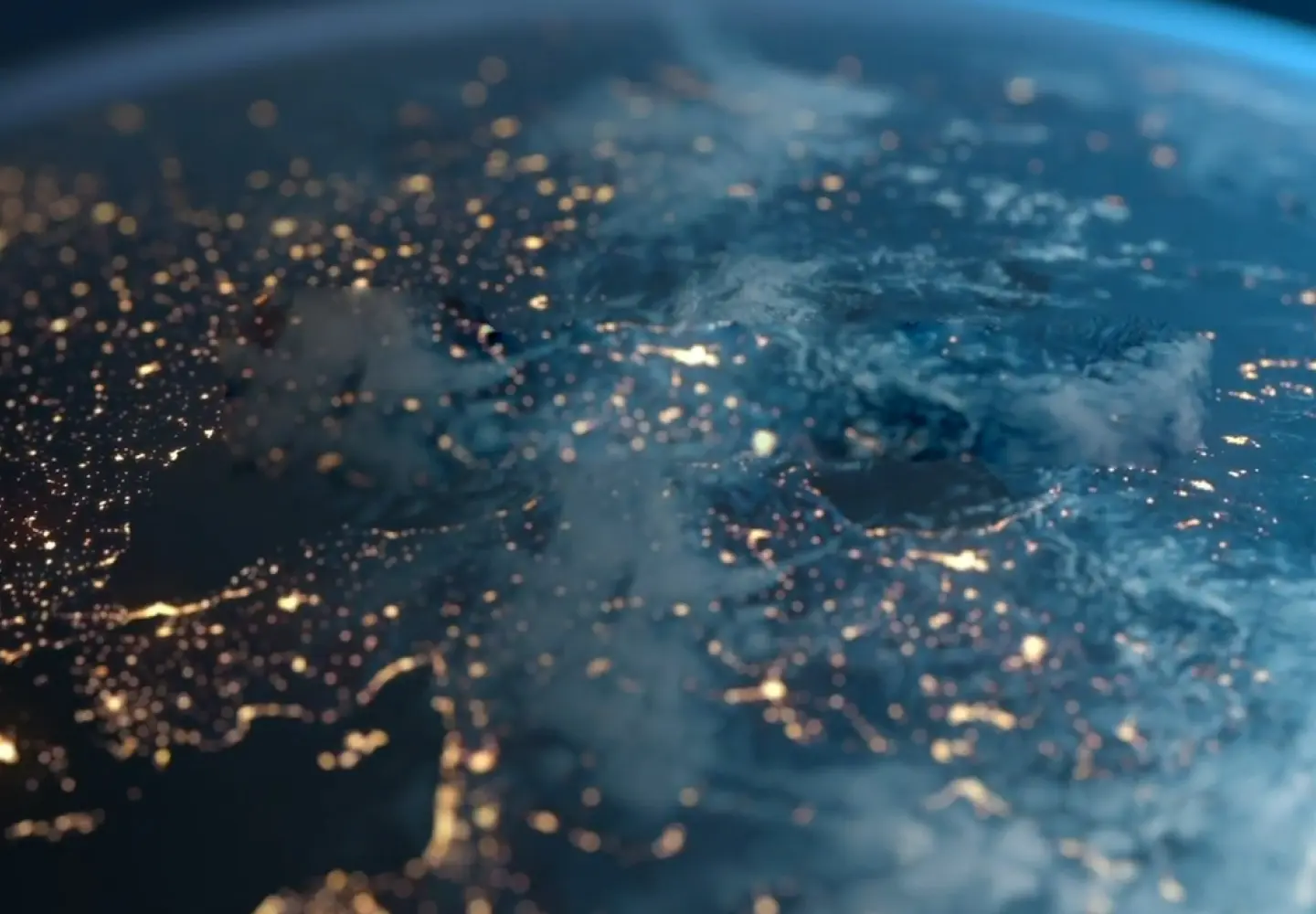 Two movie reflectors aiming into the center of the scene